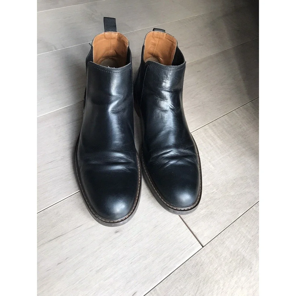 Nordstrom men black double gore boots 12 M leather